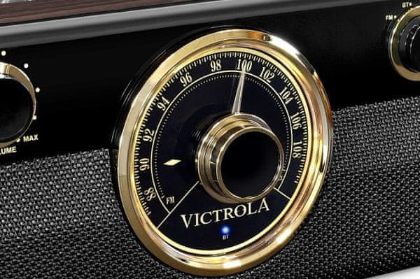 elegantný retro gramofón Victrola VTA-240B retro 3 rýchlosti otáčok 33 45 78 FM rádio bluetooth 3,5mm jack RCA výstup
