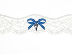 Paris Dekorace Svatební podvazek, krémový s modrou mašlí
