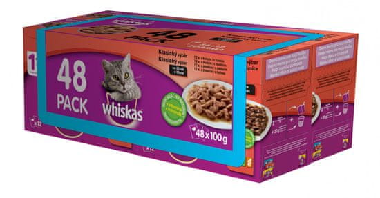 Whiskas kapsičky klasický výběr ve šťávě pro dospělé kočky 48 x 100g