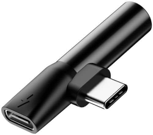 BASEUS 90° adaptér USB-C/USB-C + 3,5mm jack CATL41-01, černá