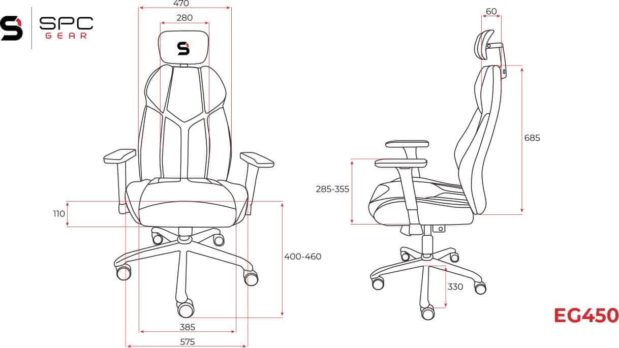 SilentiumPC Gear EG450 (SPG040) gamer szék, ergonómikus kialakítás, lélegző kárpit, 120 kg-ig, állítható, forgatható