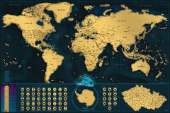 Giftio Stírací mapa světa Deluxe XL česky - mapa v dárkovém tubusu
