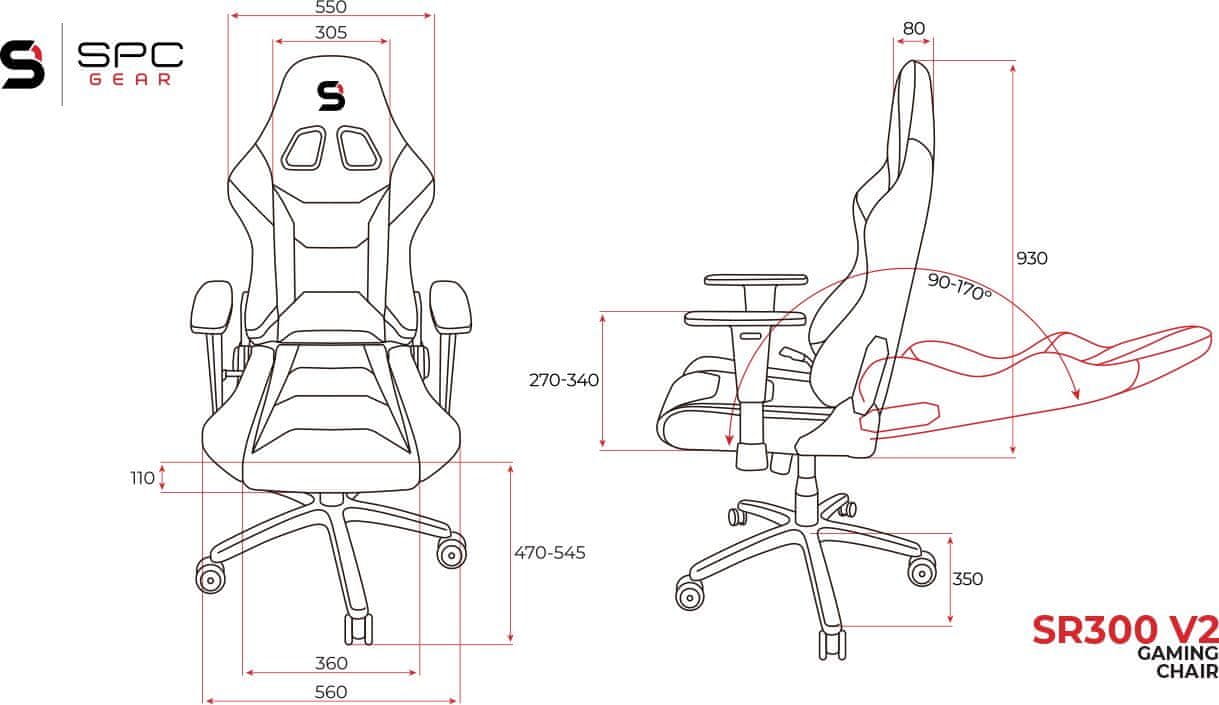 Herní židle SilentiumPC Gear SR300F V2 (SPG037), ergonomická konstrukce, prodyšné čalounění, do 120 kg, nastavitelná, otočná, polštářky pod hlavu a bedra