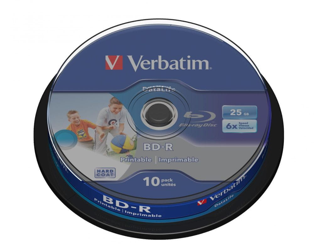 Levně Verbatim BD-R SL DataLife 25GB, 6x, printable, spindle 10 ks (43804)