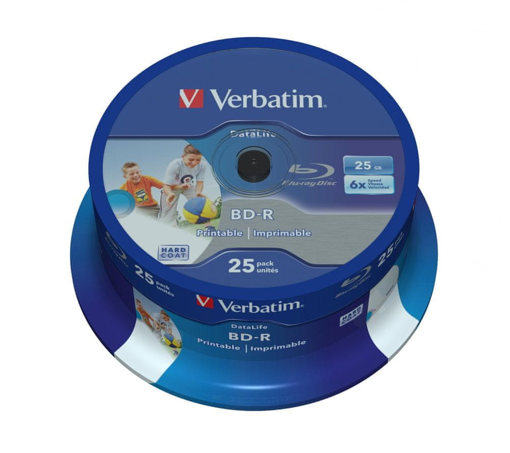 Verbatim BD-R SL DataLife 25GB, 6x, printable, spindle 25 ks (43811)