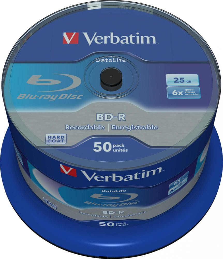 Levně Verbatim BD-R SL DataLife 25GB, 6x, spindle 50 ks (43838)