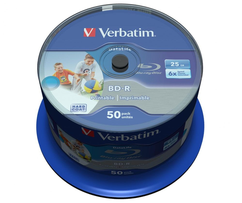 Levně Verbatim BD-R SL DataLife 25GB, 6x, printable, spindle 50 ks (43812)