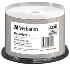 Verbatim DVD-R DataLifePlus 4,7GB, 16x, printable, spindle 50 ks (43744)