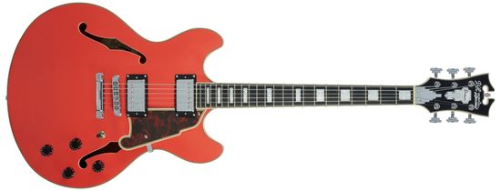 D'Angelico Premier DC Stop-bar Tailpiece Fiesta Red Semiakustická kytara