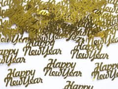 Konfety zlaté na stůl HAPPY NEW YEAR ! 4x2cm - Silvestr