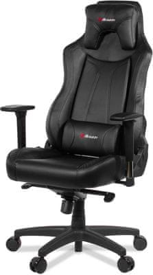 Herní židle Arozzi Vernazza, černá (VERNAZZA-BK), ergonomická konstrukce, potah syntetická kůže, do 145 kg, nastavitelná, otočná, polštářky pod hlavu a bedra