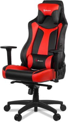 Herní židle Arozzi Vernazza, černá/červená (VERNAZZA-RD), ergonomická konstrukce, potah syntetická kůže, do 145 kg, nastavitelná, otočná, polštářky pod hlavu a bedra