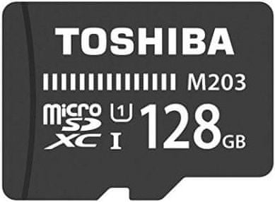 TOSHIBA microSDXC 128GB M203 UHS-I, 100MB/s, Class 10 + adaptér (THN-M203K1280EA)