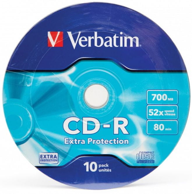 Levně Verbatim CD-R 700MB, 52x, wrap 10 ks (43725)
