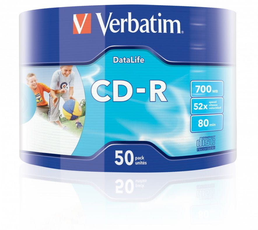 Levně Verbatim CD-R 700MB, 52x, printable, wrap 50 ks (43794)