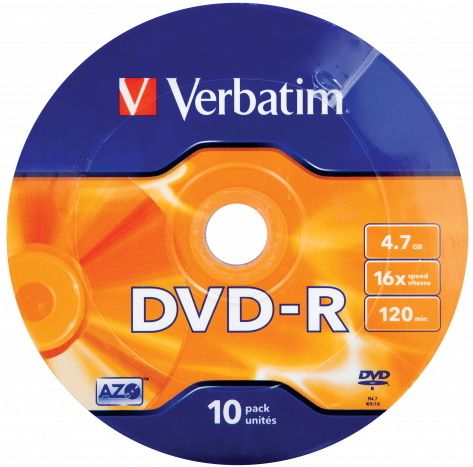 Levně Verbatim DVD-R AZO 4,7GB, 16x, wrap 10 ks (43729)