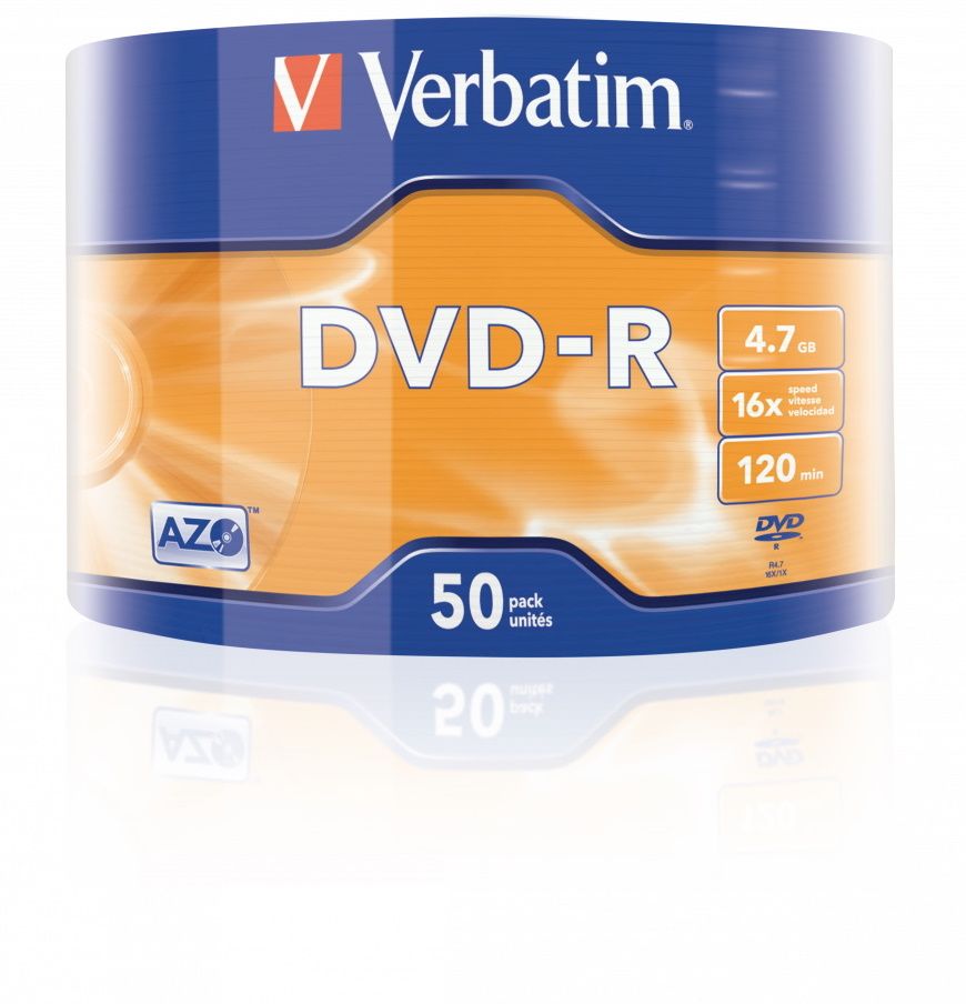 Verbatim DVD-R AZO 4,7GB, 16x, wrap 50 ks (43788) - rozbaleno