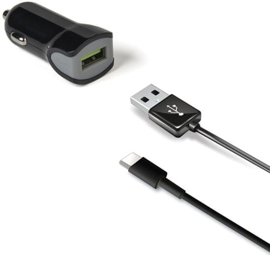 Celly Autonabíječka + USB-C kabel, černá