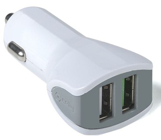 Celly Autonabíječka Turbo (2x USB; 3,4 A), bílá