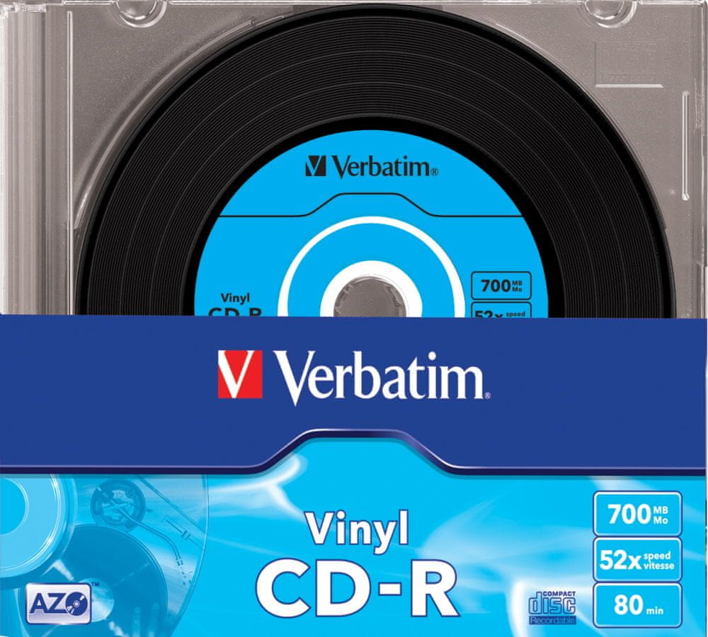 Levně Verbatim CD-R AZO 700MB, 52x, vinyl, slim case 10 ks (43426)