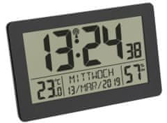 TFA 60.2557.01 Digitální rádiem řízené hodiny, 2 buzení, teplota/vlhkost, podsvícení, černý