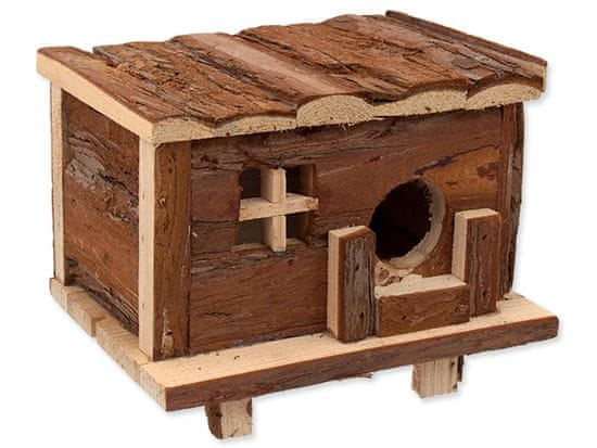 SMALL ANIMAL Domek srub dřevěný s kůrou 18 x 13 x 13,5 cm