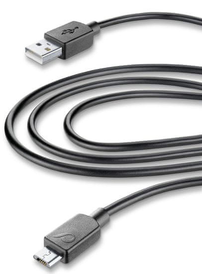 CellularLine Prodloužený USB datový kabel s micro USB konektorem, 3 m, černý, USBDATACMICROUSB3M