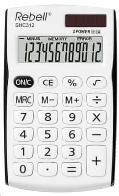 Kapesní kalkulačka Rebell SHC312 BK, solární, malá, lehká, základní