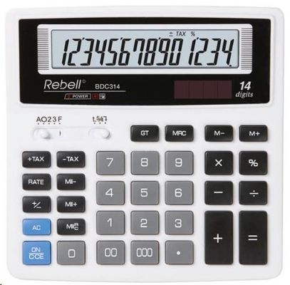 Stolní finanční kalkulačka Rebell BDC314 (RE-BDC314 BX), solární, výpočet daní, funkce GT, 12 číslic