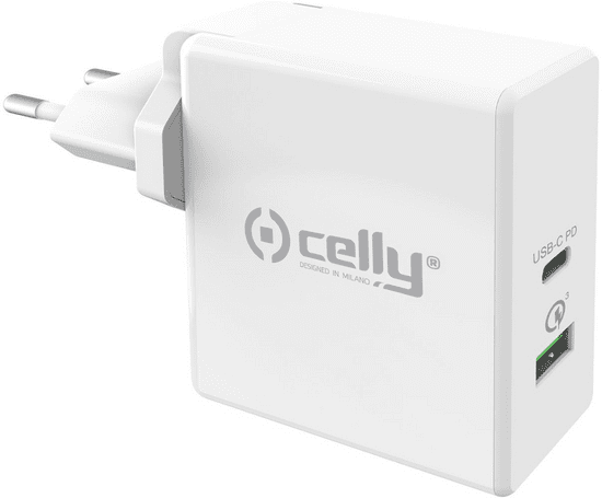 Celly cestovní nabíječka 30W,USB+USB-C bílá (TCUSBC30WWH)