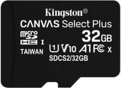 Kingston Micro SDHC Canvas Select Plus 100R 32GB 100MB/s UHS-I + adaptér (SDCS2/32GB)