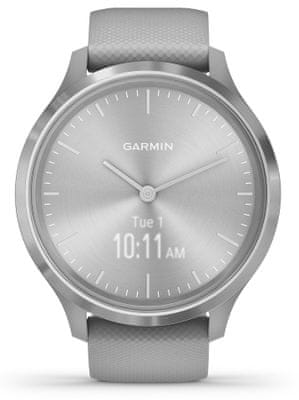 Hybridní chytré hodinky Garmin vivomove 3, smart watch, tep, dech, menstruační cyklus, pitný režim, metabolismus, kalorie, vzdálenosti, kroky, aktivita, odpočinek, spánek, analogové ručičky, skrytý OLED displej