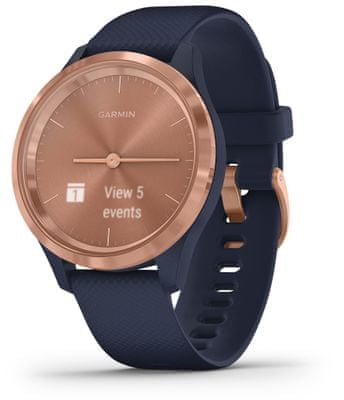 hybridní chytré hodinky Garmin vivomove 3S, tep, stres, spánek, metabolismus, pitný režim, vzdálenosti, kroky, spálené kalorie, VO2 Max, zásoba energie