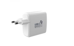 MAX Síťová nabíječka s USB, USB/A + USB/C s funkcí QuickCharge, bílá