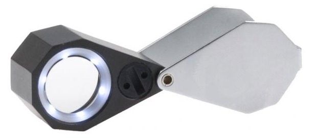 Viewlux Klenotnická lupa 10×, 21 mm, s LED světlem