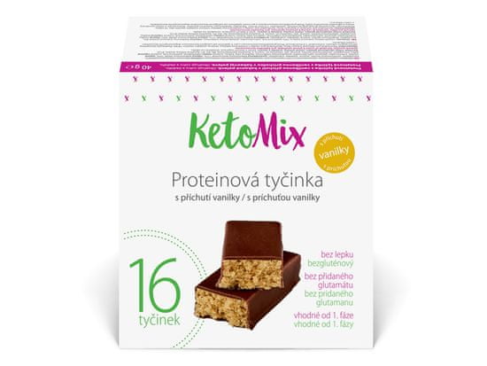 KetoMix KetoMix Proteinové tyčinky s příchutí vanilky 16 porcí