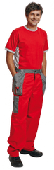 Max Evolution pánské tenké pracovní kalhoty do pása červená/šedá 52