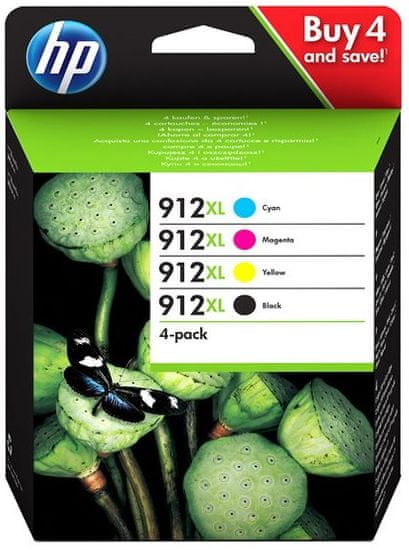 HP 912XL čtyřbalení černá/azurová/žlutá/purpurová (3YP34AE)