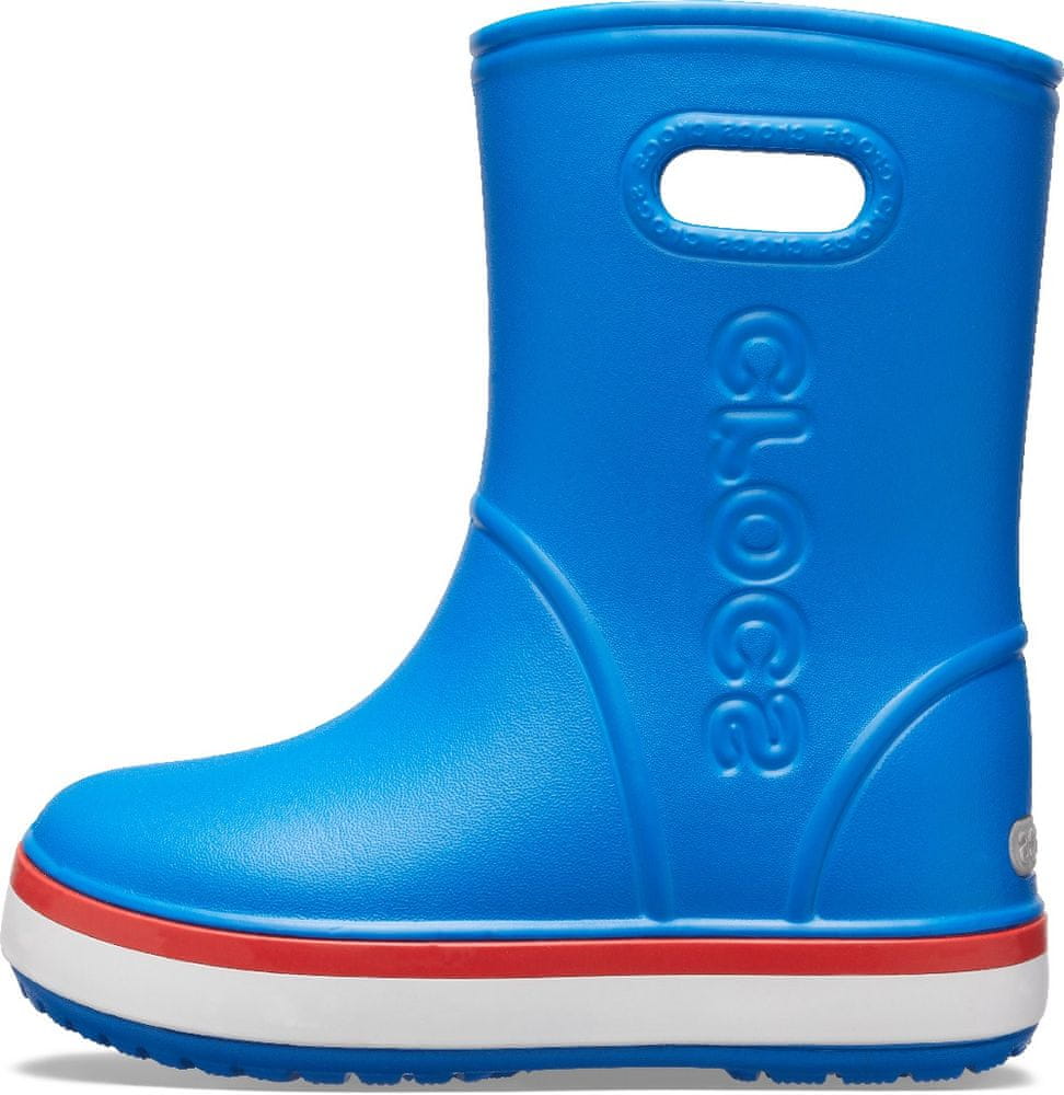 Crocs Chlapcké holínky Crocband Rain Boot K Bright Cobalt/Flame 205827-4KD-J2 33-34 modrá