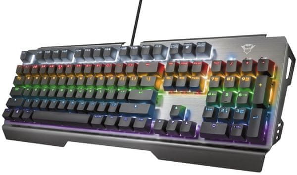 Herní klávesnice Trust GXT 877 Scarr rychlá odezva anti-ghosting mechanická barevné podsvícení herní režim vysoká rychlost přesnost