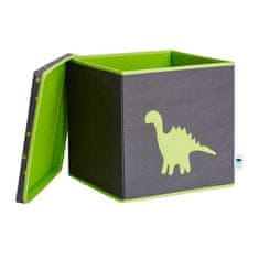 Love It Store It Úložný box na hračky s krytem - šedý, zelený dinosaurus