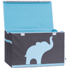 Truhla na hračky - šedá, modrý slon - posílená MDF materiálem