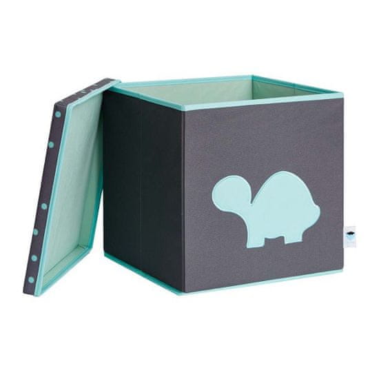Love It Store It Úložný box na hračky s krytem - šedý, zelená želva
