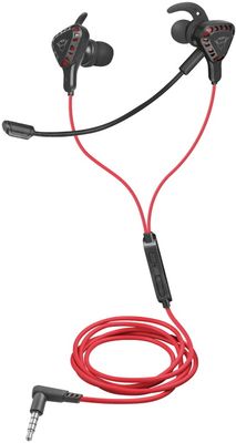 herní sluchátka Trust GXT 408 Cobra (23029), 10mm měniče, multiplatformní podpora, odnímatelný mikrofon a vestavěný mikrofon, ovladač hlasitosti, měkké pružné háčky uchycení za uši