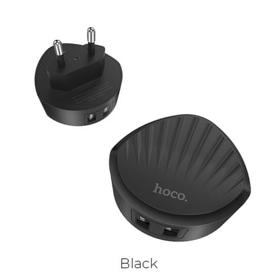 Hoco - Boční dvojitý nabíjecí adapter (Černá) 2.4A