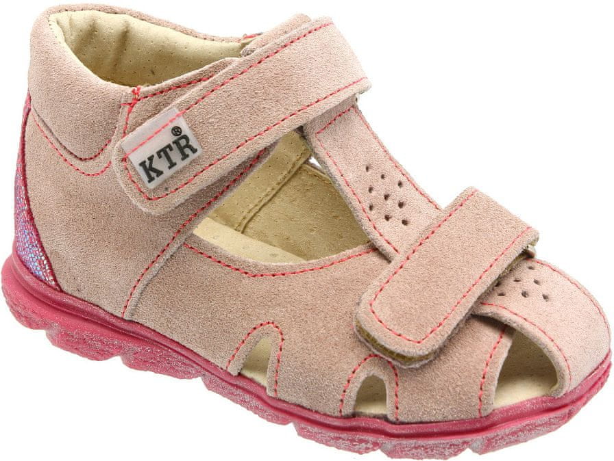 KTR® dívčí kožené sandály 119/120/4/P/DORIS/BA/RUZ 23 růžová