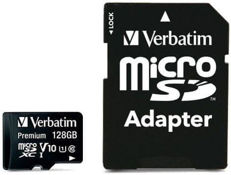 Levně Verbatim Premium microSDXC 128GB UHS-I V10 U1 + SD adaptér (44085)