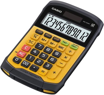 Stolní kalkulačka Casio WM 320 MT Waterproof, solární, voděodolná, základní, pokročilá, finanční, DPH, procenta, zisk