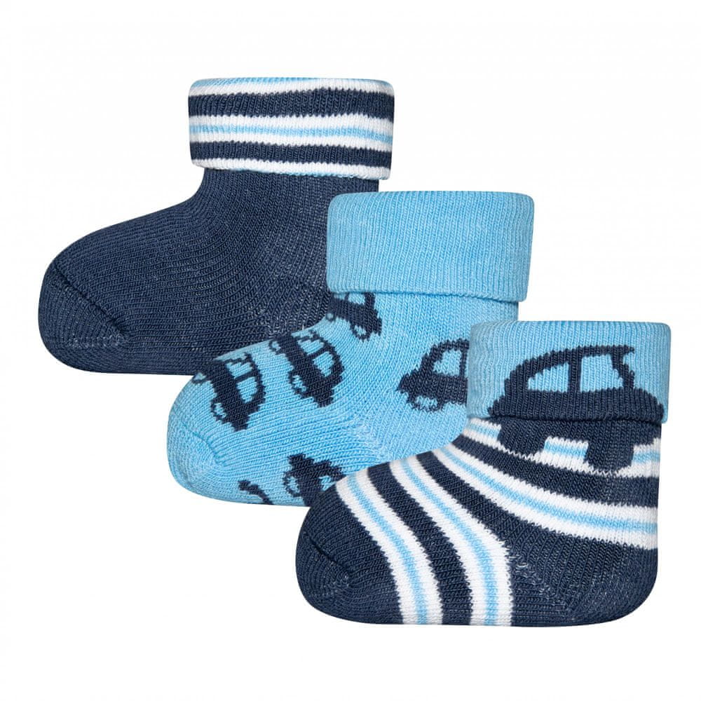 EWERS chlapecké kojenecké ponožky set 3 ks auto uni modrá