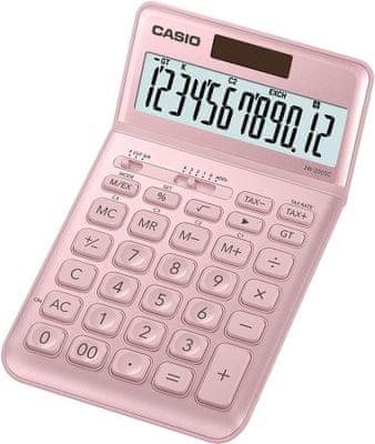 Stolní kalkulačka Casio JW 200 SC PK, solární, základní, pokročilá, finanční, DPH, procenta, zisk, přepínač zakrouhlení, opravné tlačítko